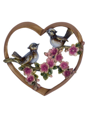 Lacquered bronze heart with flowers 1979.D21