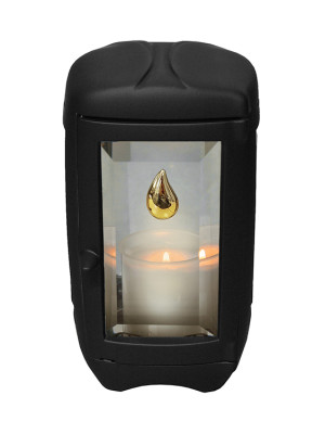 Lacquered bronze lantern MAC Nero with gold-plated drop 1129.MAC.NERO - 1128.MAC.NERO.dråpe