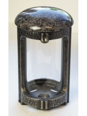 Aluminium-coloured bronze lantern with stone lid 0740.AL.orion