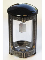 Aluminium-coloured bronze lantern with stone lid 0740.AL.black granite
