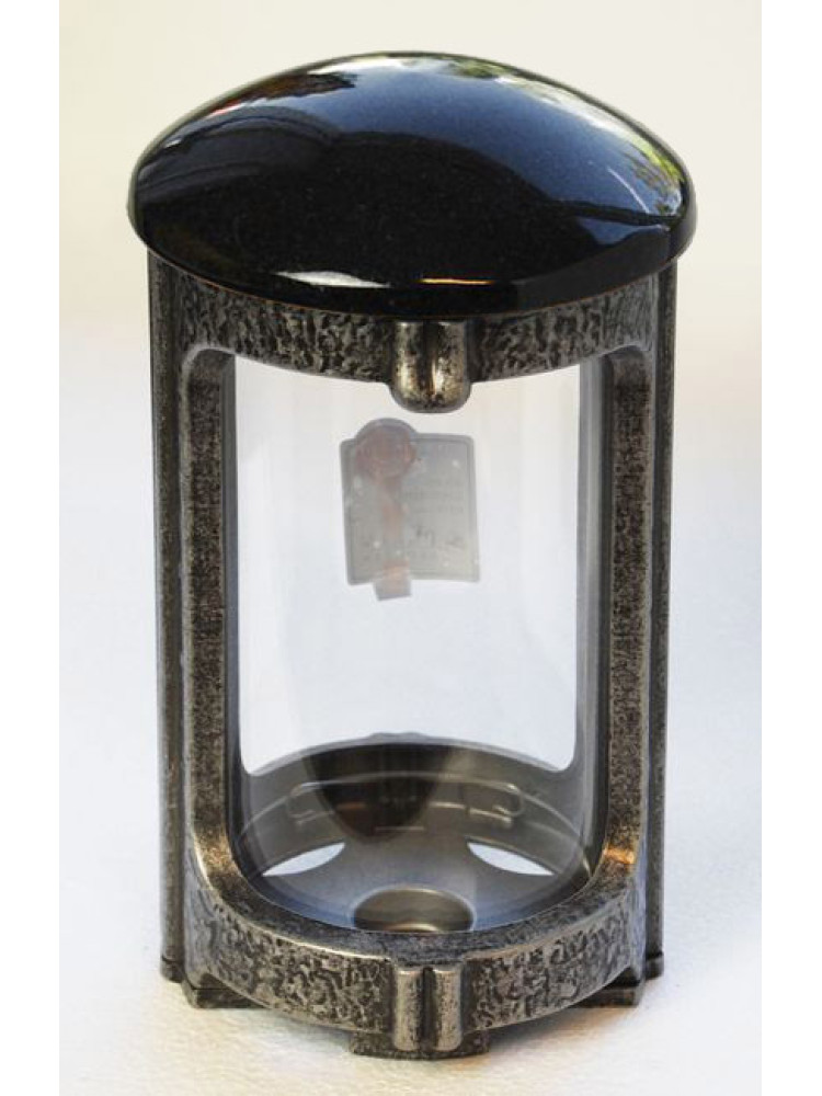Aluminiumsfarget bronselykt med steinlokk 0740.AL.svart granitt