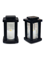 Polished stone lantern in black granite with faceted glass (333)