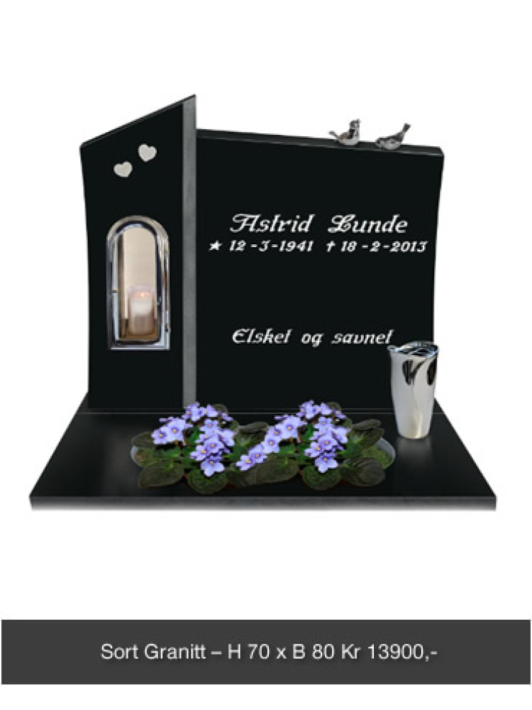 Tilbudsstein – Sort granitt H70 x B80